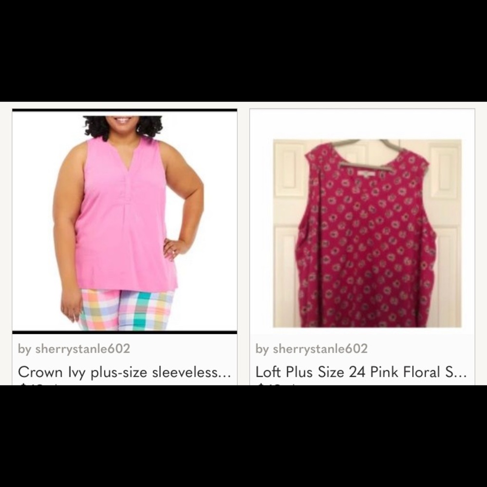 2 sleeveless tops size 3x.  Like new Loft and Crown & Ivy